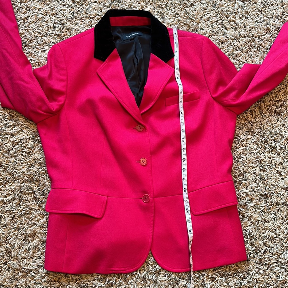 Talbots Hot Pink Velvet Collar Blazer - Picture 7 of 11